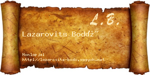 Lazarovits Bodó névjegykártya
